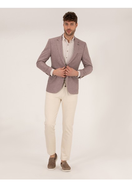 Erkek Gül Kurusu Keten Karışımlı Blazer Ceket 50264619-VR026