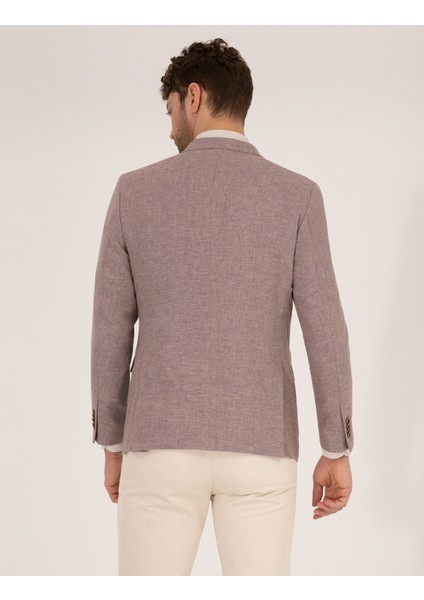 Erkek Gül Kurusu Keten Karışımlı Blazer Ceket 50264619-VR026