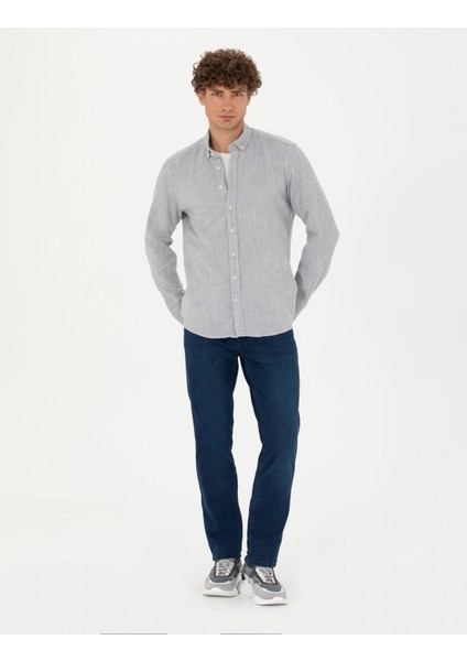 Erkek Mavi Regular Fit Uzun Kollu Gömlek 50278180-VR036 fırsatları