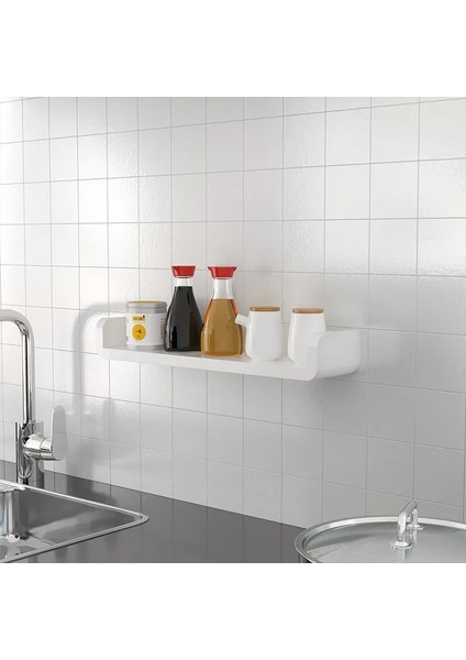 L Tarzı Depolama Rafı Raf Banyo Mutfak Baharat Enkaz Rafı Duş Rafı Şampuan Banyo Duş Rafı Duvara Monte Kendinden Yapışkanlı Beyaz (Yurt Dışından) fiyatları