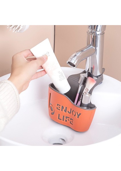 Turuncu Bir Stil Mutfak Lavabo Drenaj Sepeti Asılı Çanta Musluk Sünger Depolama Rafı Sebze Yıkama Lavabo Punch-Ücretsiz Depolama Asılı Sepet (Yurt Dışından) fırsatları
