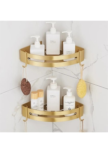 Köşe Rafı 1 Stili Köşe Raf Duvara Monte Banyo Rafı Fırçalanmış Altın Alüminyum Banyo Duş Rafı Banyo Şampuanı Tutucu Köşe Raf (Yurt Dışından)