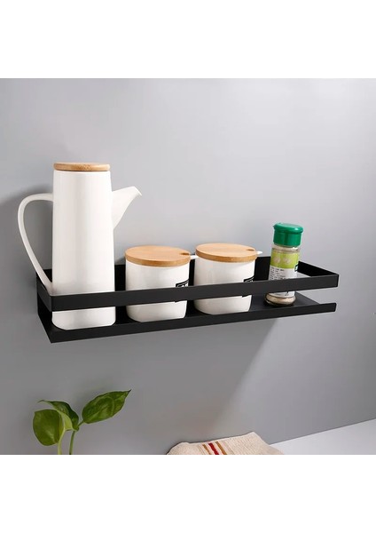 20CM Siyah Tarzı Paslanmaz Çelik Banyo Rafı Siyah Duş Şampuan Depolama Rafı Yapışkanlı Şeker Mutfak Banyo Rafı 20CM 30CM 40CM 50CM (Yurt Dışından)