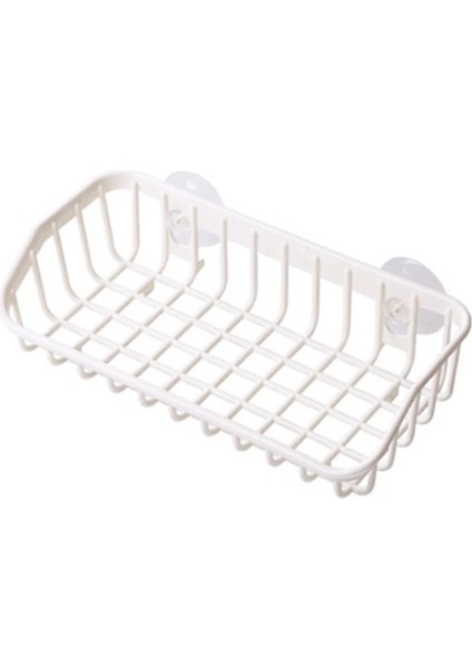 Beyaz Stil Plastk Raf Mutfak Süngeri Tutucu Raf Drenaj Sepeti Çift Vantuzlu Ev Banyo Banyo Rafları Mutfak (Yurt Dışından)