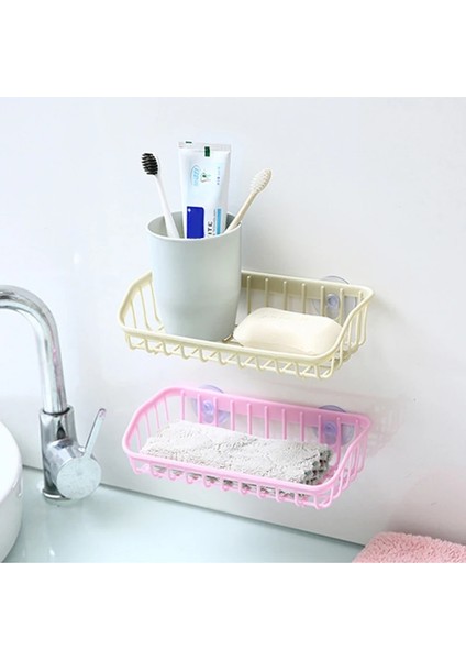 Beyaz Stil Plastk Raf Mutfak Süngeri Tutucu Raf Drenaj Sepeti Çift Vantuzlu Ev Banyo Banyo Rafları Mutfak (Yurt Dışından) fırsatları