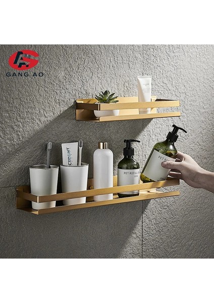 Altın 20CM Tarzı Banyo Aksesuarları cm Modern Mat Siyah Altın Banyo Köşe Rafları Mutfak Duvar Rafı Duş Banyo Şampuan Depolama Rafı (Yurt Dışından) fırsatları