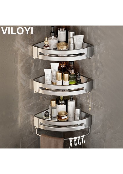 Kare Siyah Tek Stil Vıloyı Banyo Rafları Duvara Monte Hiçbir Matkap Alanı Alüminyum Duş Köşe Caddy Depolama Rafı Çok Katmanlı Mutfak Düzenleyici Raf (Yurt Dışından)