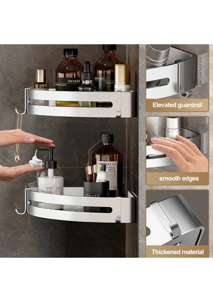 Kare Siyah Tek Stil Vıloyı Banyo Rafları Duvara Monte Hiçbir Matkap Alanı Alüminyum Duş Köşe Caddy Depolama Rafı Çok Katmanlı Mutfak Düzenleyici Raf (Yurt Dışından)