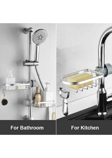 Sabunluk Stili Banyo Mutfak Rafı Alüminyum Tek Katmanlı Duş Sepeti Depolama Rafı Ayarlanabilir Musluk Drenaj Raf Banyo Aksesuarları (Yurt Dışından) fırsatları