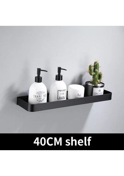 40CM Siyah Tarzı Banyo Rafı Banyo Duş Rafı Alüminyum Siyah Banyo Köşe Rafı Duvara Monte Siyah Alüminyum Mutfak Depolama Tutucusu (Yurt Dışından)