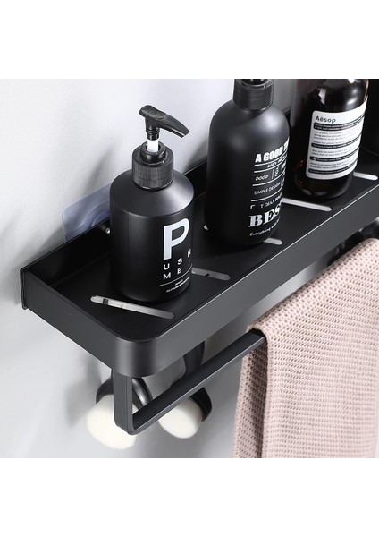 40CM Siyah Tarzı Banyo Rafı Banyo Duş Rafı Alüminyum Siyah Banyo Köşe Rafı Duvara Monte Siyah Alüminyum Mutfak Depolama Tutucusu (Yurt Dışından)