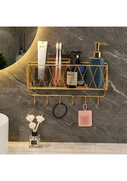 Altın L Tarzı Banyo Rafı Duvara Monte Hiçbir Matkap Şampuan Rafları Yüzen Tutucu Depolama Kozmetik Sepeti Raf Organize Banyo Aksesuarları (Yurt Dışından) modelleri