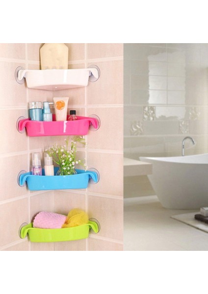 Açık Gri Tarzı 4 Renk Banyo Köşe Depolama Rafı Organizatör Duş Duvar Rafı Vantuz ile Ev Banyo Rafları (Yurt Dışından)