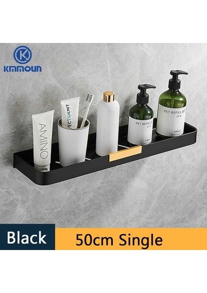 Tek 50CM Tarzı Siyah Altın Banyo Rafı Duvara Monte Alüminyum Duş Odası Şampuan Rafı Mutfak Depolama Rafı Tuvalet Havlu Tutucu Kmmoun (Yurt Dışından)