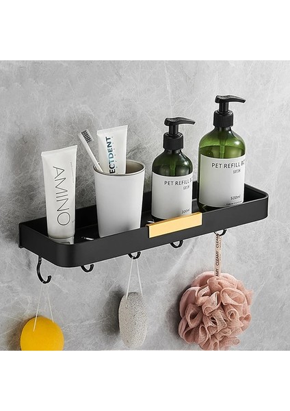 Tek 50CM Tarzı Siyah Altın Banyo Rafı Duvara Monte Alüminyum Duş Odası Şampuan Rafı Mutfak Depolama Rafı Tuvalet Havlu Tutucu Kmmoun (Yurt Dışından)