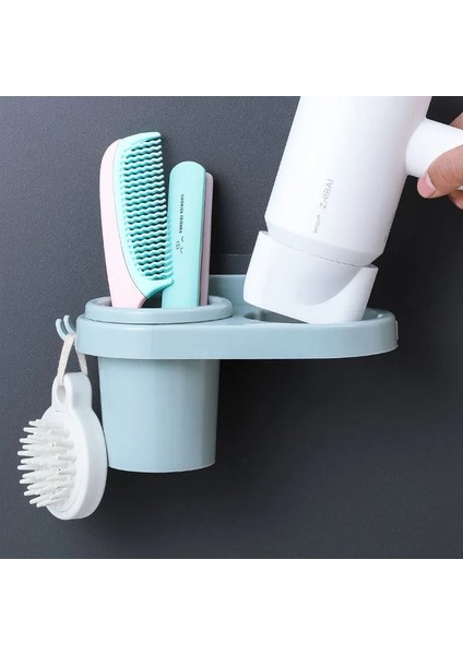 Mavi B Tarzı Eller Serbest Saç Kurutma Makinesi Tutucu Saklama Kutusu Bukle Makinesi Raf Banyo Organizatör Depolama Rafı Banyo Aksesuarları Seti Ev (Yurt Dışından)