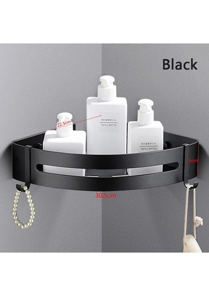 F1-Siyah Tırnaksız Stil Banyo Rafları Köşe Alüminyum Tuvalet Üçgen Havlu Saklama Duvar-Çivisiz Duş Raf Raf Banyo Aksesuarları Duvar Rafı (Yurt Dışından)