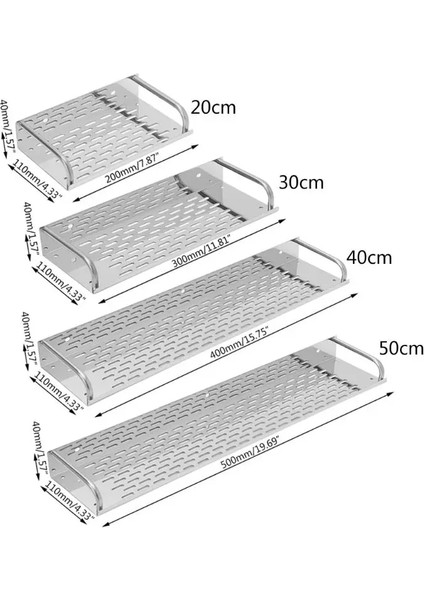 20CM Tarzı Paslanmaz Çelik Mutfak Banyo Rafı Duvara Monte Depolama Rafı Tek Katmanlı (Yurt Dışından)