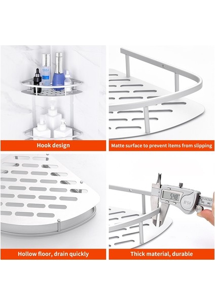 D-Siyah-2 Tarzı Uzay Alüminyum Banyo Rafı Delme Yok Duş Caddy Rafları Mutfak Depolama Sepeti Yapışkanlı Emme Köşe Rafları Duş (Yurt Dışından)