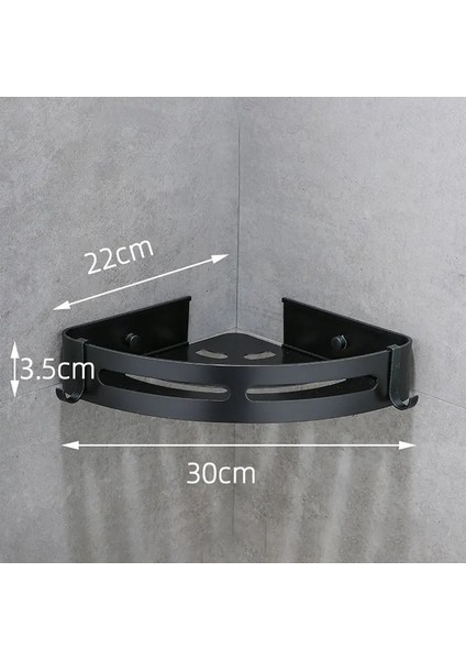 3,5 cm Ab X1 Stili Adet Banyo Wc Duvar Raf Üçgen Duş Depolama Rafı Banyo Şampuanı Duvar Ücretsiz Delme Siyah Alüminyum Tuvalet Köşe Rafı (Yurt Dışından)