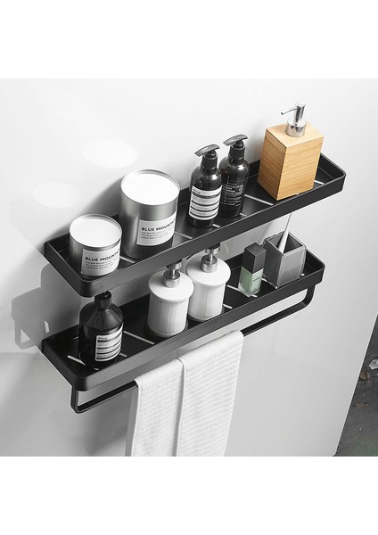 30CM Tek Beyaz Stil Siyah Beyaz Banyo Raf Şampuan Tutucu Mutfak Depolama Rafı Banyo Donanım Uzay Alüminyum Duş Odası Aksesuarı (Yurt Dışından) fırsatları