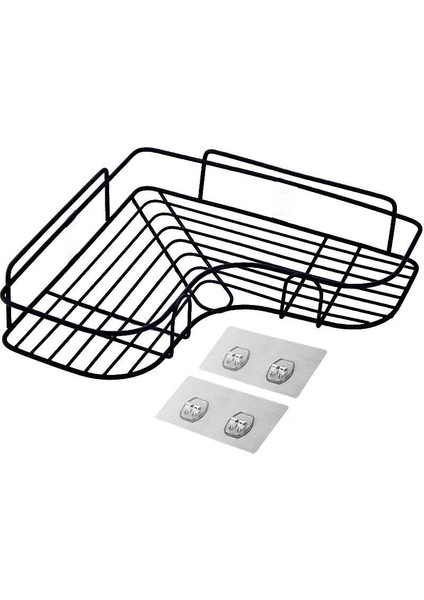 Siyah Bir Tarz Banyo Rafı Duş Rafları Şampuan Tutucu Kozmetik Raf Sepeti Köşe Duvara Monte Mutfak Depolama Aksesuarları Ev Düzenleyici (Yurt Dışından)