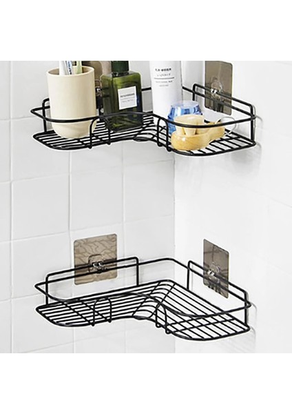 Siyah Bir Tarz Banyo Rafı Duş Rafları Şampuan Tutucu Kozmetik Raf Sepeti Köşe Duvara Monte Mutfak Depolama Aksesuarları Ev Düzenleyici (Yurt Dışından) indirimleri