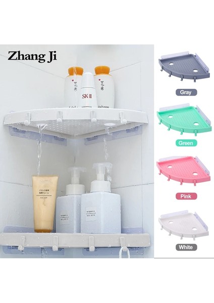 Bordo Tarzı Zhangji Banyo Rafı Qrganizer Snap Up Raf Köşe Raf Caddy Banyo Plastik Köşe Raf Duş Depolama Duvar Tutucu (Yurt Dışından)