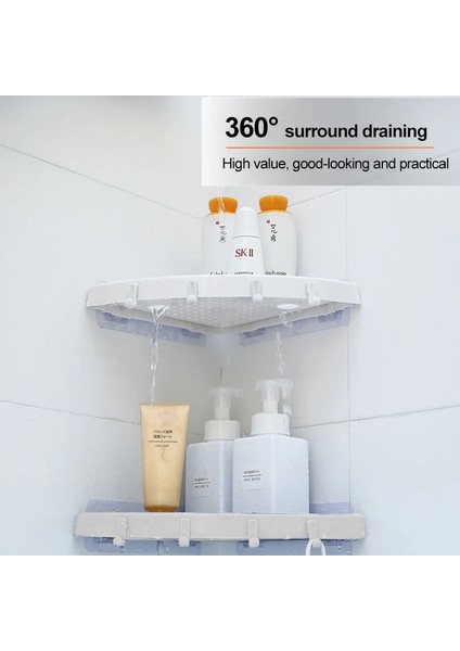 Bordo Tarzı Zhangji Banyo Rafı Qrganizer Snap Up Raf Köşe Raf Caddy Banyo Plastik Köşe Raf Duş Depolama Duvar Tutucu (Yurt Dışından)