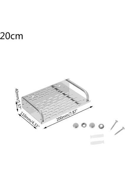 20CM Tarzı Paslanmaz Çelik Mutfak Banyo Rafı Duvara Monte Depolama Rafı Tek Katmanlı Yüksek Li Malzeme Kurulumu Kolay ve Kullanımda Dayanıklı (Yurt Dışından)
