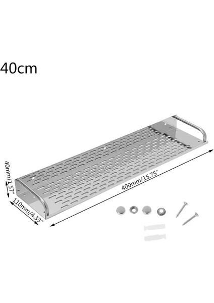 40CM Tarzı Paslanmaz Çelik Mutfak Banyo Rafı Duvara Monte Depolama Rafı Tek Katmanlı (Yurt Dışından)