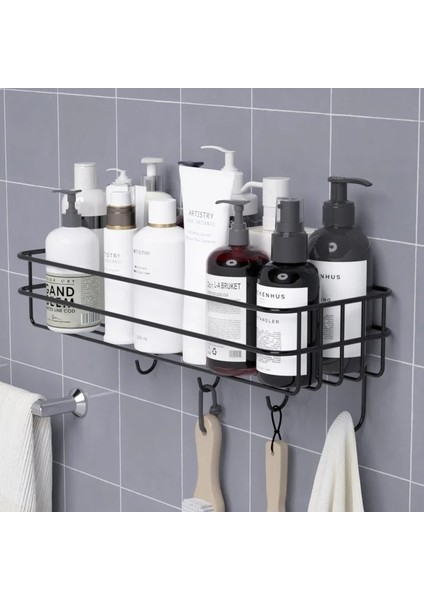 C Siyah Tarzı Japon Tarzı Ferforje Banyo Rafı Duvara Monte Duş Jeli Depolama Rafı Tuvalet Ücretsiz Yumruk Tuvalet Standı (Yurt Dışından)
