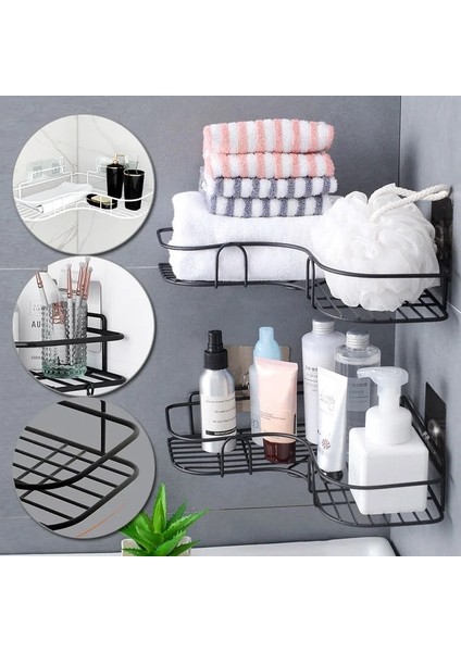 C Siyah Tarzı Japon Tarzı Ferforje Banyo Rafı Duvara Monte Duş Jeli Depolama Rafı Tuvalet Ücretsiz Yumruk Tuvalet Standı (Yurt Dışından)