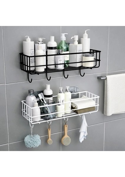 C Siyah Tarzı Japon Tarzı Ferforje Banyo Rafı Duvara Monte Duş Jeli Depolama Rafı Tuvalet Ücretsiz Yumruk Tuvalet Standı (Yurt Dışından)