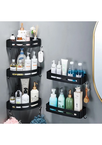 Bs-01-6c Tarzı Köşe Raf Siyah Duş Depolama Rafı Alüminyum Şampuan Tutucu Duvara Monte Organizatör Askı Banyo Caddy Mutfak Aksesuarları (Yurt Dışından) modelleri