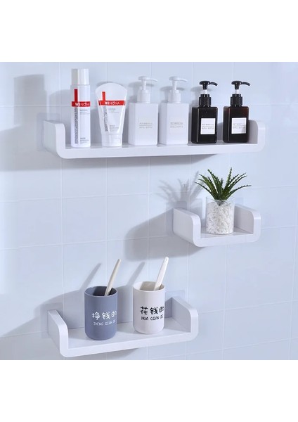 Orta Tarz Banyo Beyaz Depolama Rafları Raf Organizatör Kendinden Yapışkanlı Duş Havlusu Tutucu Şampuan Duvara Monte Stand Braketi cm (Yurt Dışından) fırsatları