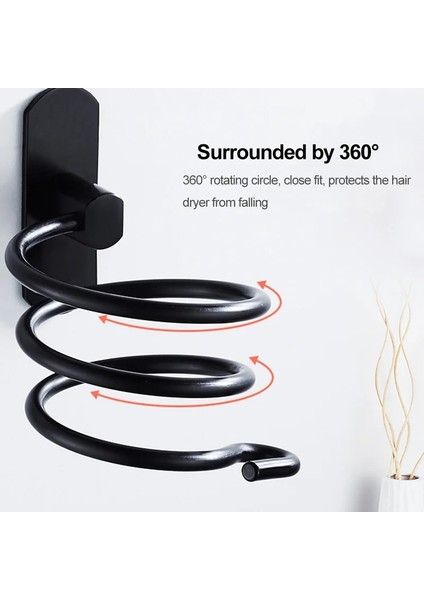 Tırnak Stili ile Siyah Saç Kurutma Makinesi Tutucu Duvara Monte Organizatör Spiral Standı Tutucu Raf Alüminyum Banyo Raf Depolama Banyo Aksesuarı Duvar Rafı (Yurt Dışından) fırsatları
