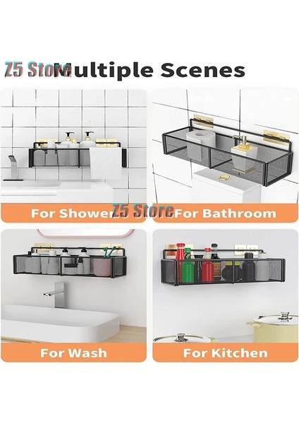 Siyah Stil Duş Organizatör Mutfak Rafı Aksesuarları Modern Metal Emme Siyah Banyo Köşesi Mutfak Rafları Duvar Şampuan Depolama Rafı (Yurt Dışından) modelleri