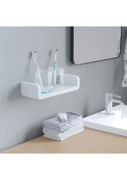 L Tarzı Xunshını Yumruk Ücretsiz Banyo Rafı Beyaz Mutfak Duvar Rafları Duş Sepeti Depolama Rafı Banyo Aksesuarları (Yurt Dışından) fırsatları
