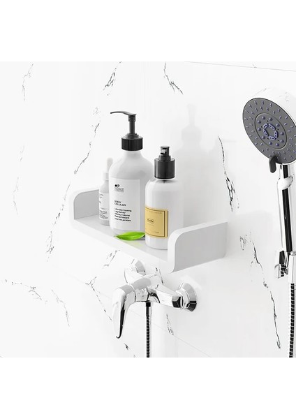 L Tarzı Xunshını Yumruk Ücretsiz Banyo Rafı Beyaz Mutfak Duvar Rafları Duş Sepeti Depolama Rafı Banyo Aksesuarları (Yurt Dışından) indirimleri