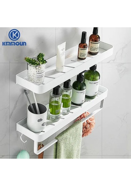 Tek 50CM Tarzı Banyo Rafı Duvara Monte Alüminyum Beyaz Banyo Köşe Rafı Mutfak Depolama Rafı Tuvalet Havlu Tutucu Kmmoun (Yurt Dışından)