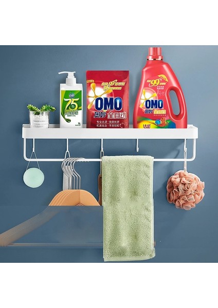 Tek 50CM Tarzı Banyo Rafı Duvara Monte Alüminyum Beyaz Banyo Köşe Rafı Mutfak Depolama Rafı Tuvalet Havlu Tutucu Kmmoun (Yurt Dışından)