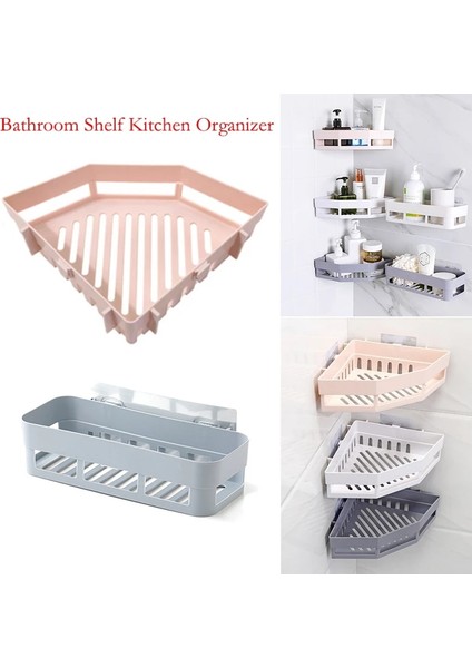 Bej Tarzı Sıcak Banyo Köşe Rafları Şampuan Tutucu Mutfak Depolama Rafı Mess Duş Organizatör Duvar Tutucu Space Saver Ev Eşyaları (Yurt Dışından) modelleri