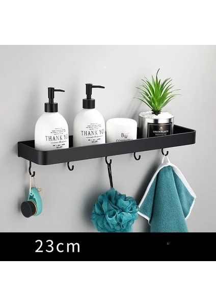 3 Kanca Stiliyle 23CM Banyo Rafı Siyah Banyo Şampuanı Duş Depolama Rafı Mutfak Tutucu Mutfak Düzenleyici Alüminyum Mutfak Depolama Tutucu (Yurt Dışından)