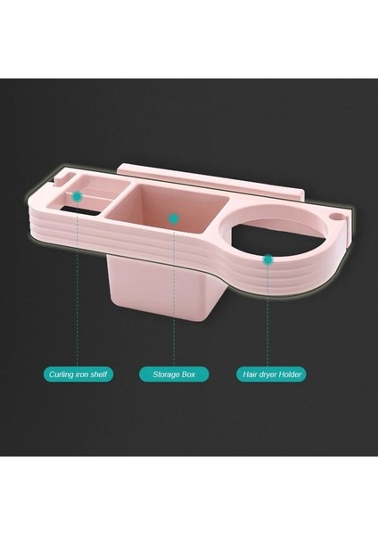 Açık Pembe A Tarzı Eller Serbest Saç Kurutma Makinesi Tutucu Saklama Kutusu Bukle Makinesi Raf Banyo Organizatör Depolama Rafı Banyo Aksesuarları Seti Ev (Yurt Dışından)