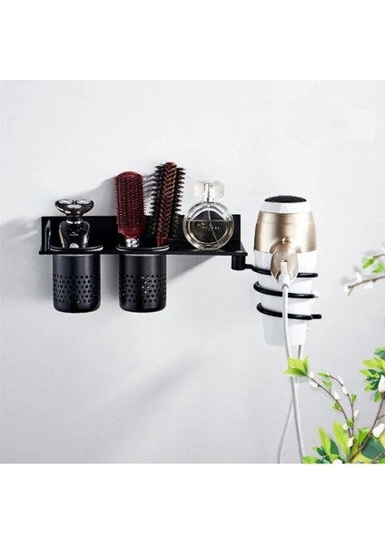 Gümüş Tarzı Blacksilver Saç Kurutma Makinesi Braketi Asılı Saç Kurutma Makinesi Organizatör Raf Duvara Monte Tırnak Delikli Banyo Donanım Standı Alüminyum (Yurt Dışından)