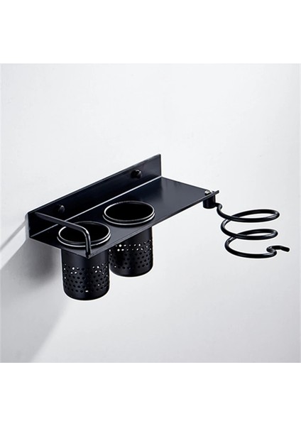 Gümüş Tarzı Blacksilver Saç Kurutma Makinesi Braketi Asılı Saç Kurutma Makinesi Organizatör Raf Duvara Monte Tırnak Delikli Banyo Donanım Standı Alüminyum (Yurt Dışından)