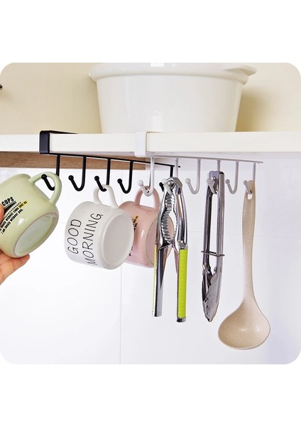 Siyah Stil Evrensel 6 Kanca Bardak Tutucu Asılı Banyo Askı Mutfak Organize Kanca Dolap Raf Çıkarılabilir Depolama Rafı Ev Dekor (Yurt Dışından) modelleri