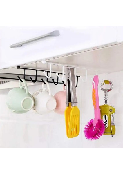 Siyah Stil Evrensel 6 Kanca Bardak Tutucu Asılı Banyo Askı Mutfak Organize Kanca Dolap Raf Çıkarılabilir Depolama Rafı Ev Dekor (Yurt Dışından) fırsatları