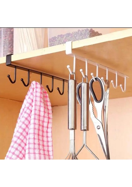 Siyah Stil Evrensel 6 Kanca Bardak Tutucu Asılı Banyo Askı Mutfak Organize Kanca Dolap Raf Çıkarılabilir Depolama Rafı Ev Dekor (Yurt Dışından) indirimleri